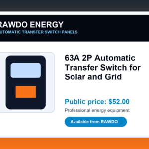 63A 2P Automatic Transfer Switch for Solar and Grid