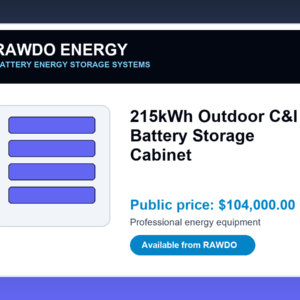 215kWh Outdoor C&I Battery Storage Cabinet