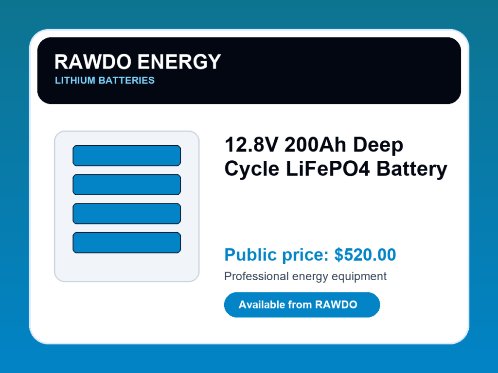 12.8V 200Ah Deep Cycle LiFePO4 Battery