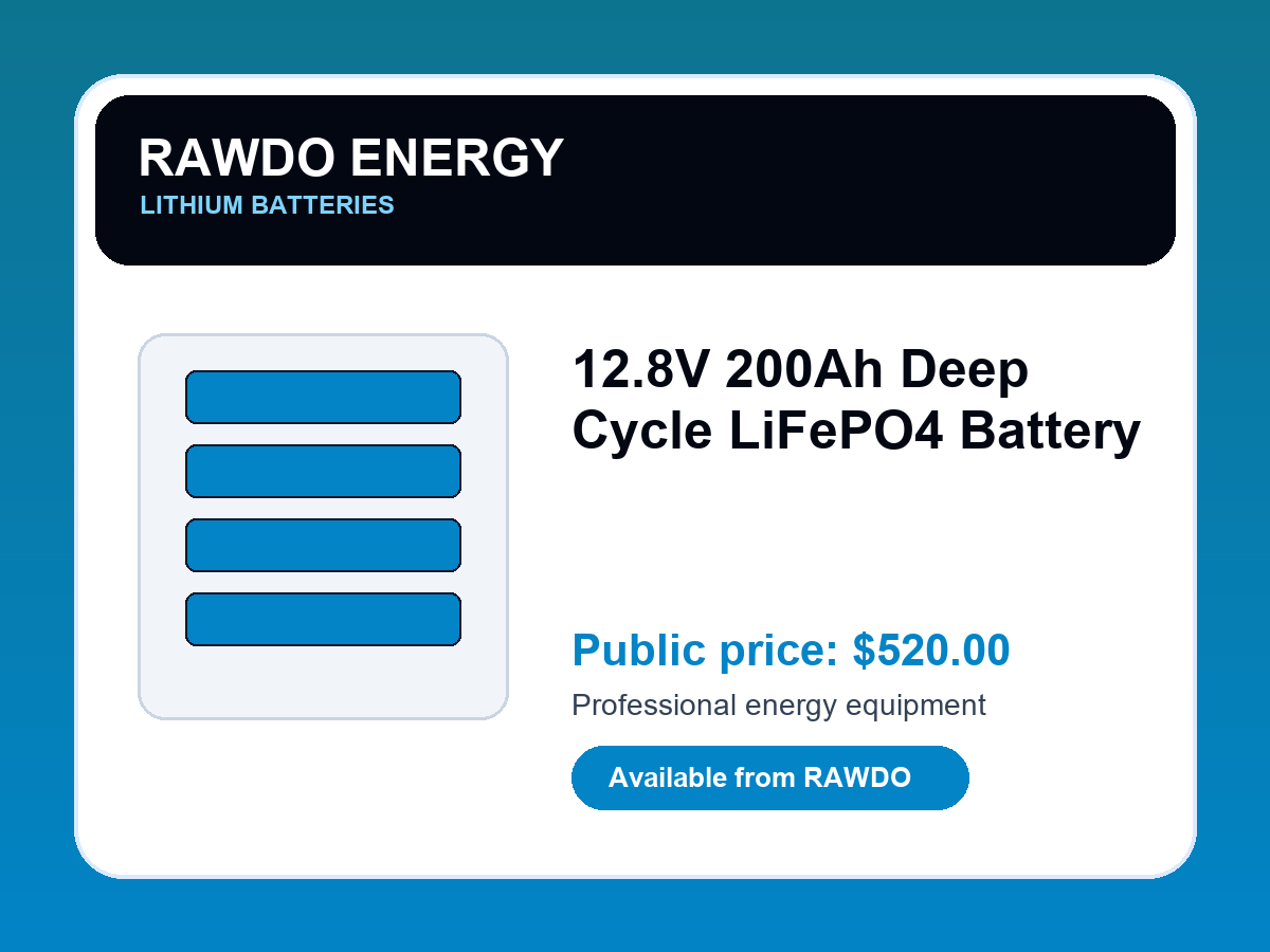 12.8V 200Ah Deep Cycle LiFePO4 Battery