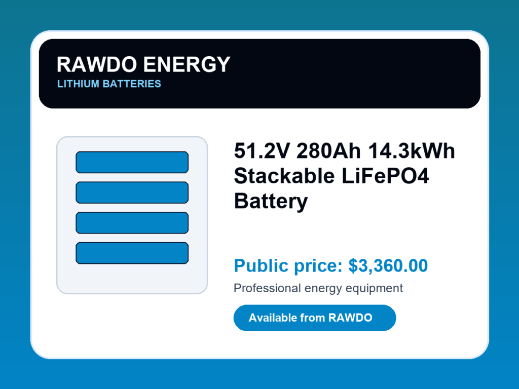 51.2V 280Ah 14.3kWh Stackable LiFePO4 Battery