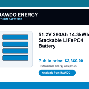 51.2V 280Ah 14.3kWh Stackable LiFePO4 Battery