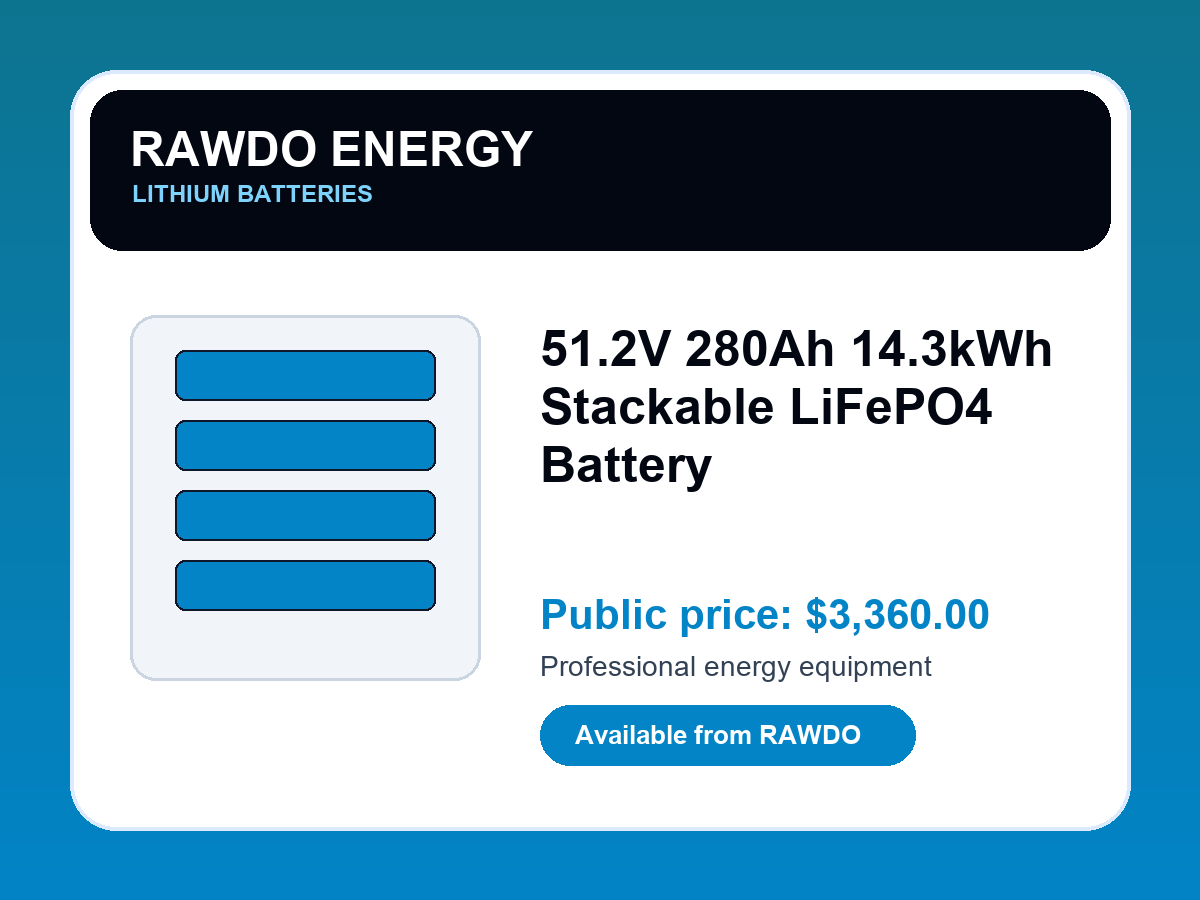 51.2V 280Ah 14.3kWh Stackable LiFePO4 Battery