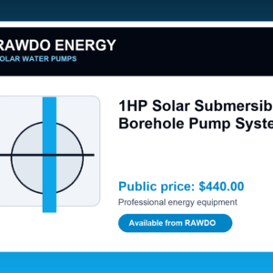 1HP Solar Submersible Borehole Pump System